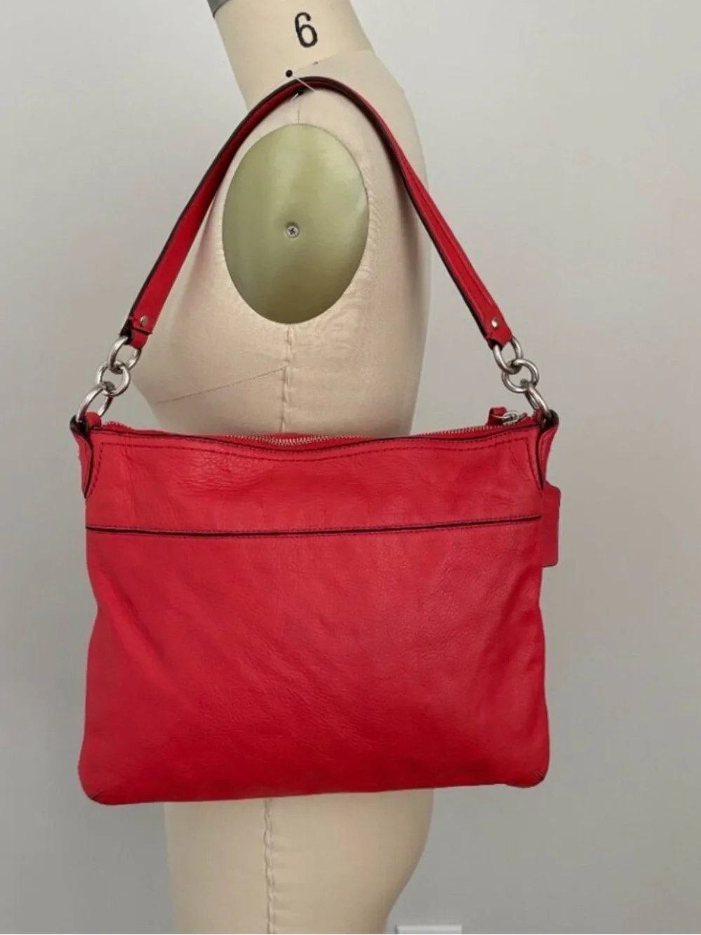 Coach poppy pebbled leather hippy red bag 22421M